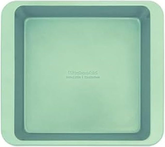 KitchenAid Nonstick Swiss Engineered Aluminized Steel Square Cake Pan, Dishwasher Safe, Pistachio, 9 Inch