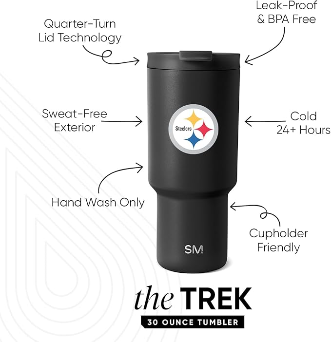 Simple Modern Officially Licensed NFL 30oz Tumbler with Flip Lid and Straws | Football Insulated Stainless Steel Cup | Gifts for Men Women | Trek Collection
