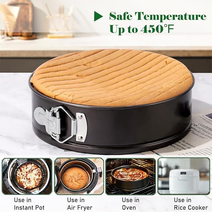 Tellshun 4 Pack Springform Pan Tins Set 4, 7, 9,10 Inch Baking Mold Round Leakproof Nonstick Removable Bottom Bakeware for Cake Cheesecakes Pie Pizza and Quiches