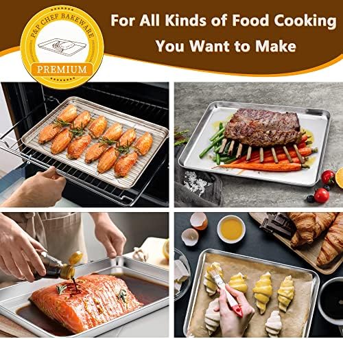 P&P CHEF Stainless Steel Baking Sheet with Rack Set for Cookie, 12.5 Inch
