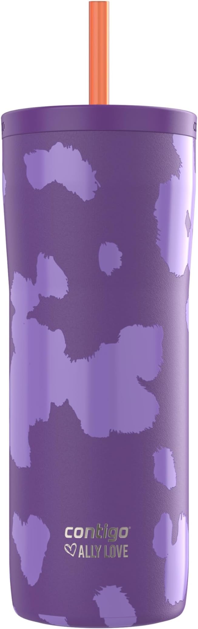 Contigo x Ally Love Streeterville Stainless Steel Tumbler with Straw, Easy Clean Lid, Leak Proof, BPA Free, 24oz, Violet