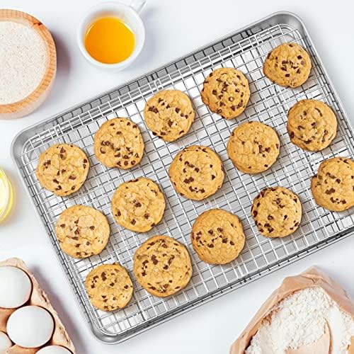 E-far Cooling Baking Rack Set of 2, Stainless Steel Grid Wire for Oven Roasting Cooking Bacon, 11.6" x 9.2" Grilling Broiling for Cooling Cookie Cake, Non-toxic & Dishwasher Safe