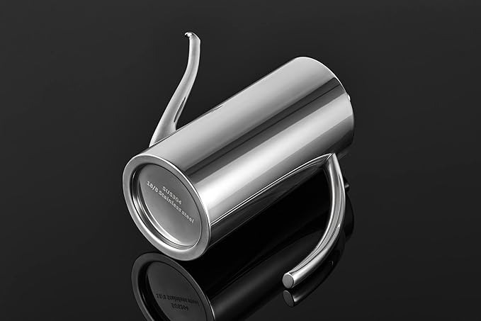 KSENDALO Premium SUS304 Stainless Steel Olive Oil Bottle Dispenser & Kitchen Cruet (500ML/17oz) - Leakproof Oil Bottle with Spout & Arcuate Handle, Ergonomic ONE-Piece Body with Precision Pouring