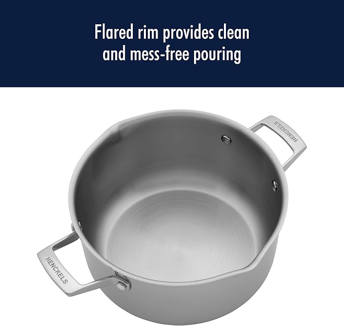 HENCKELS Clad H3 6-qt Dutch Oven, Induction Pot, Stainless Steel, Durable and Easy to clean