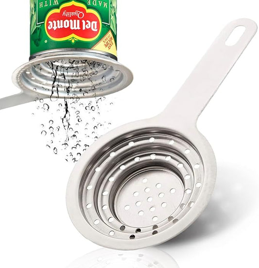Multipurpose Can Colander Stainless Steel – Universal Food Grade Stainless Steel Can Strainer with Handle for Small and Large Cans Vegetable Fruit Tuna Can Colander Small