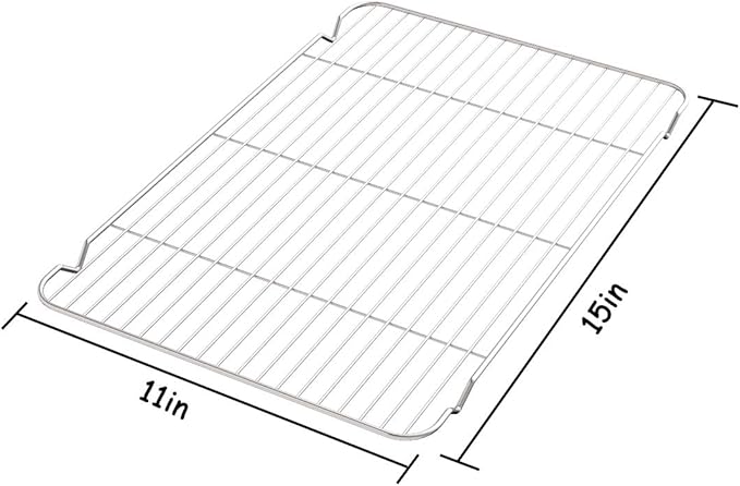 Cooling Rack Set of 3, Baking Rack Stainless Steel Wire Rack for Baking Cooking Roasting Grilling Cooling, 15” x 11” x 0.5” Wire Racks, Fit Various Size Cookie Sheets Oven