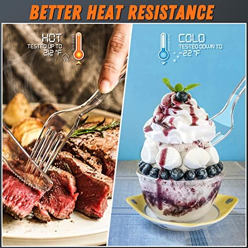 Dipoo 7.1" Clear Plastic Forks Heavy Duty, 84 Count