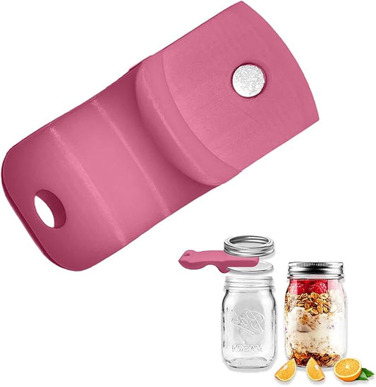 Mason Jar Opener and Canning Tool, Compatible with Mason Jar Lids, Releases Vacuum Seal on Wide Mouth and Regular Mouth, Magnetic Lid Lifter for Canning, Pickling (Peach Pink)