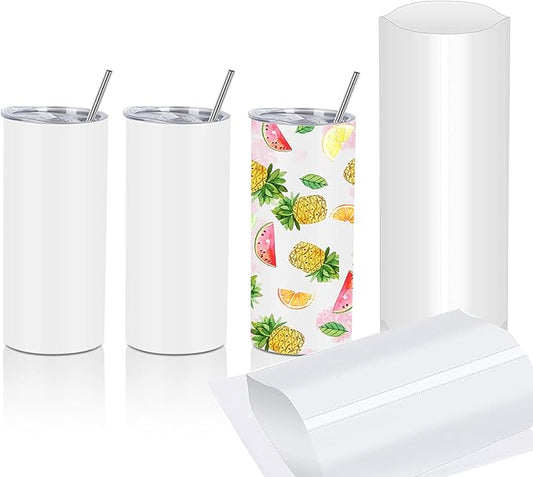 15 Oz Sublimation Skinny Tumbler Set, Straight Skinny Stainless Steel Tumbler Set for Sublimation with Lids, Insulated Skinny Slim Water Tumbler for Diy, White