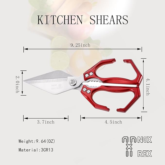 Poultry Shears - Heavy Duty Stainless Steel kitchen Scissors for food,Seafood, Vegetables, Raw and Cooked Meat,Sturdy and sharp(red)