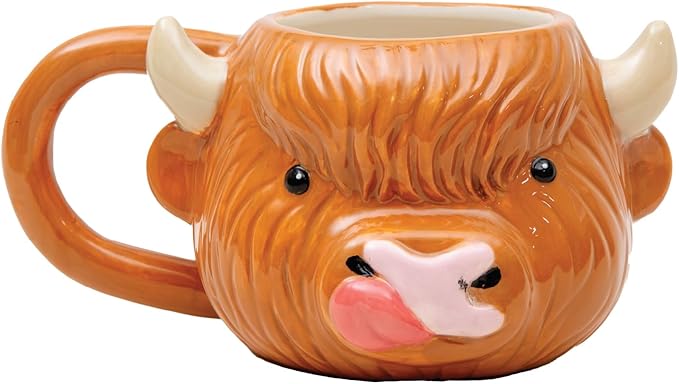BigMouth Inc Cute Ceramic Highland Cow Coffee Mug, Country Farmhouse Kitchen Cup, Gifts for Animal Lovers