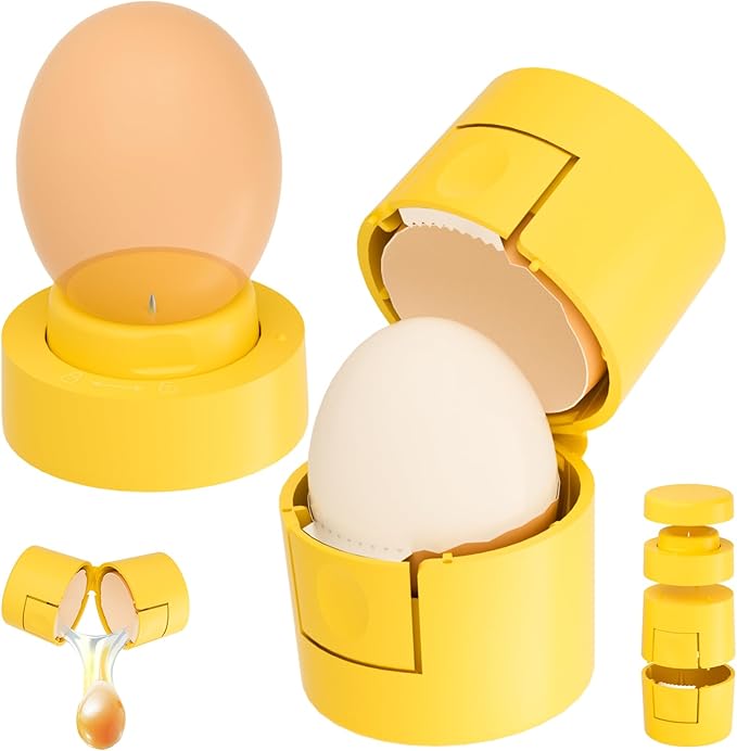 Upgraded 2 in 1 Egg Shell Opener, Hard Boiled Egg Peeler Cracker with Piercer, Cute Egg Separator for Raw Eggs, Home Kitchen Gadgets Tool, 1 Pack