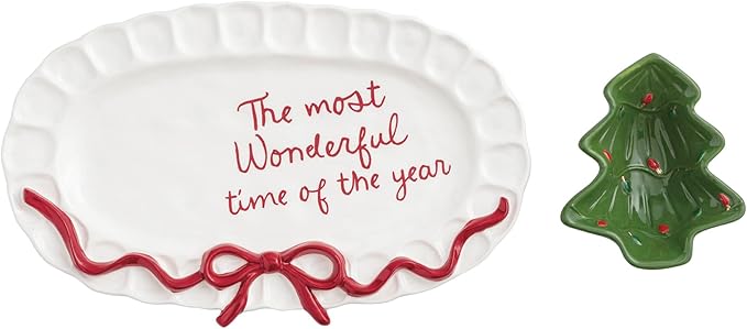 Mud Pie Christmas Wonderful Time of The Year Tray & Tidbit Set