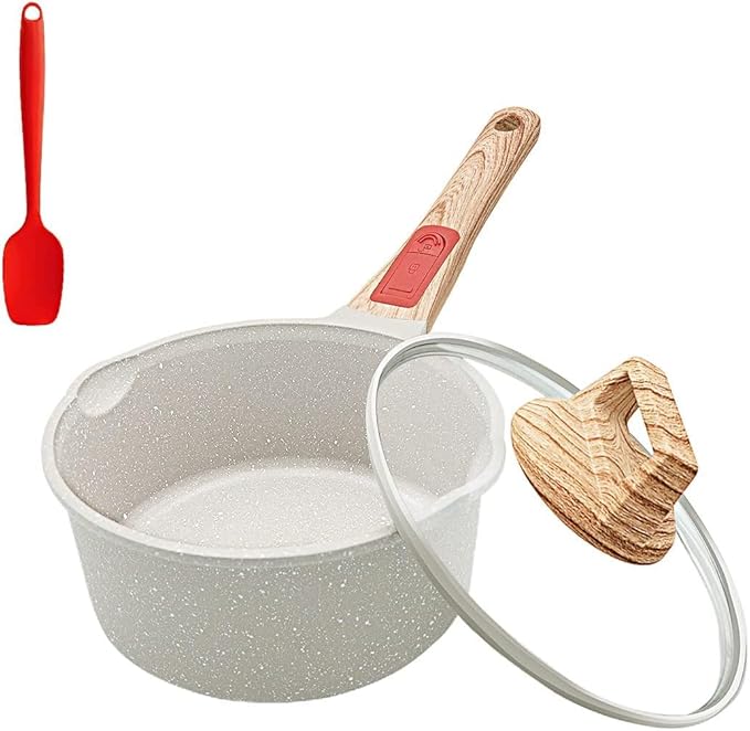 Small Sauce Pan with Lid, 1.5 Qt Saucepan with Lid, Non Stick Sauce Pan, Milk Pot & Sauce Pot & Saucepan with Pour Spout, Detachable Handle Milk Pan, Induction Compatible, Oven Safe,PFOA-Free