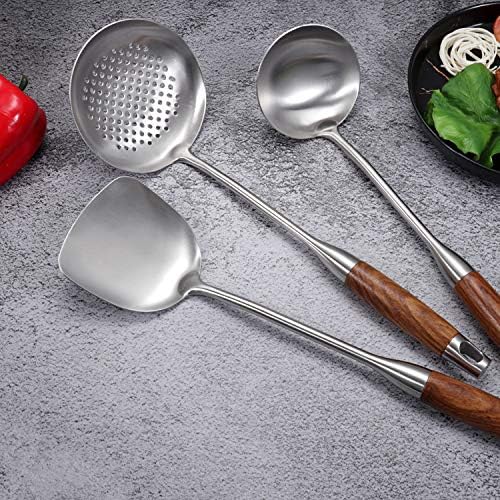 AOOSY Soup Ladle,304 Stainless Steel Cooking Ladle Spoon with Wooden Handle