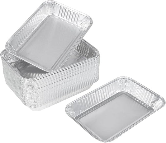 30Pack Grill Drip Pans Compatible for Weber 6415 Grills, Grease Pan Liners for Weber Spirit, Genesis, Traveler, Q Series Disposable Aluminum Foil Grease Trays Accessories 8.5" x 6"
