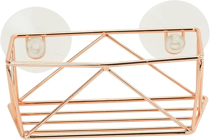 Kitchen Details Geode Suction Cup Sponge Holder | Durable Iron Construction | Suction Cup Stabilizers | Rust Resistant Finish | Kitchen Sink Accessories | Copper
