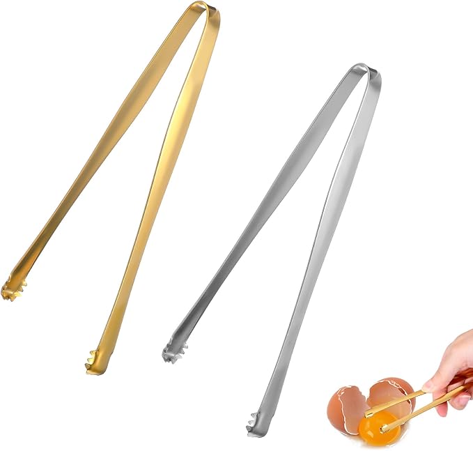 2 Pack Egg Chalaza Remover Tongs, Toothed Design Eggshell Fragment Remover Tool Stainless Steel Multipurpose Kitchen Utensil for Baking Cooking Pastry Chefs