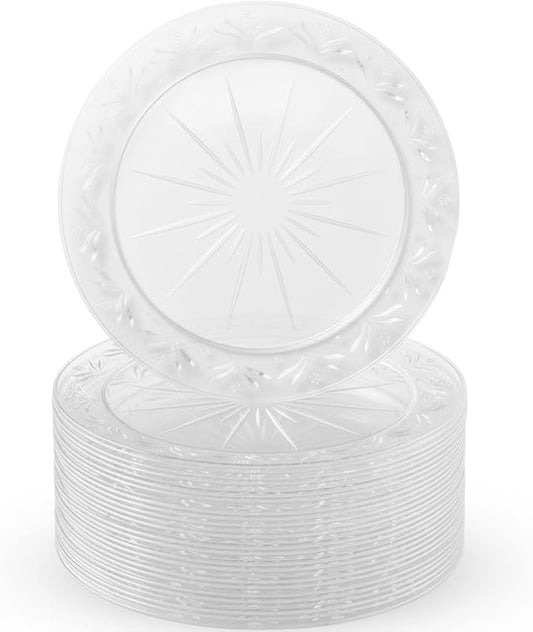 Blue Sky Simcha Disposable Clear Plastic 10" Plates (20 Count) | Premium, Sturdy Dinnerware for Parties, Events, and Holidays