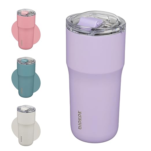 BJPKPK Insulated Tumbler,20oz Stainless Steel Tumbler with lid,Double Wall Travel Coffee Mug Thermal Cup,Keep Drinks Cold and Hot,Lavender