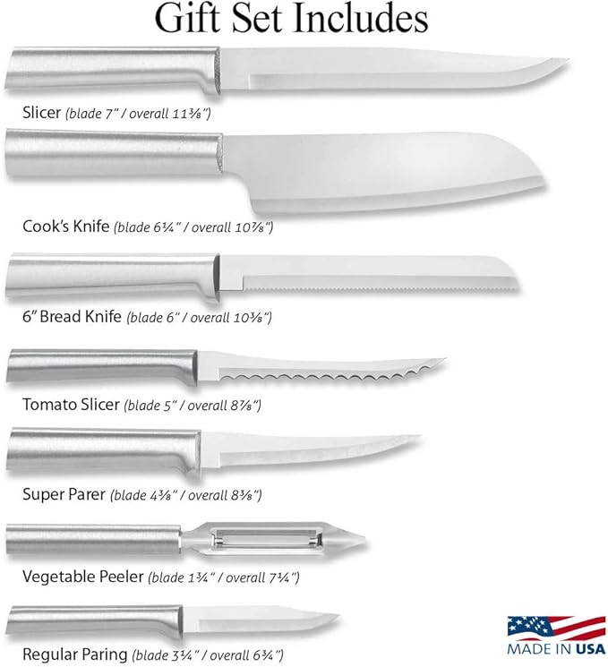 Rada Cutlery The Starter Gift Set (S38), 7-piece Knife Set, Stainless Steel Blades, Silver Handle