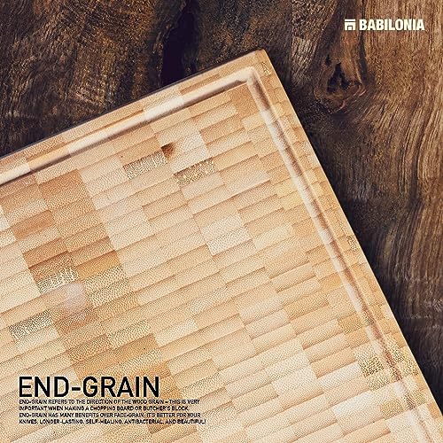 XXL Bamboo Cutting Board, End Grain Butcher Block for Kitchen, Extra Thick