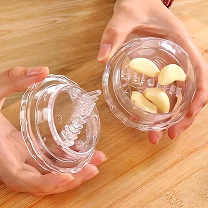 Transparent Manual Garlic Twist, Multi-Functional Mincer & Grinder for Garlic, Onion, Ginger, Herbs, Nuts, Impact Resistant Kitchen Gadget & Home Accessory