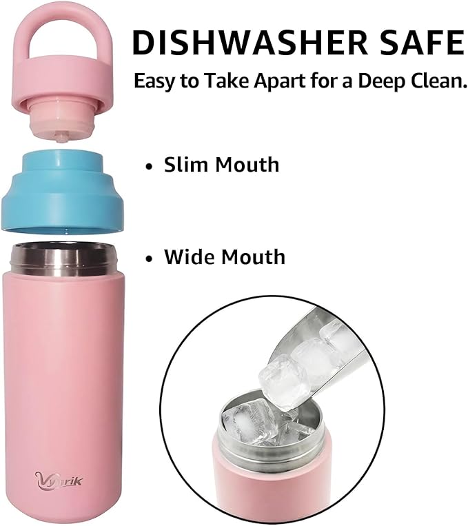 Pink Stainless Steel Water Bottle Insulated 20 oz Tumbler with Handle,Leak Proof Travel Bottles,Water Cup with Lids