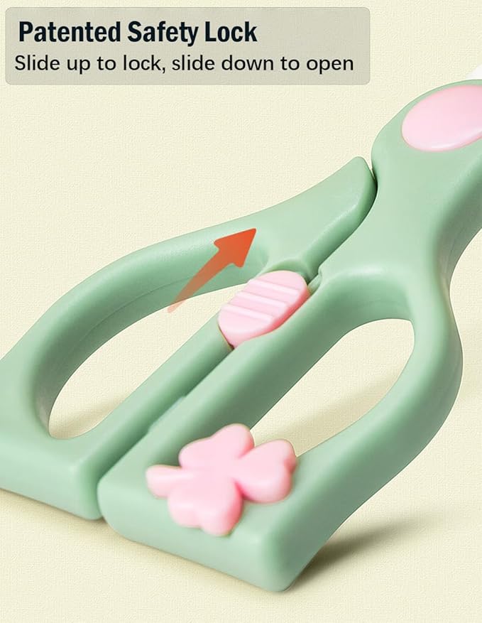 Baby Food Scissors Kicthen Shears,Portable Healthy Cute Kids Scissors Stainless Steel Scissors with Safety Lock and Storage Case - Ideal for Cutting Meat, Chicken, Vegetables, and Fruits (2Pack)
