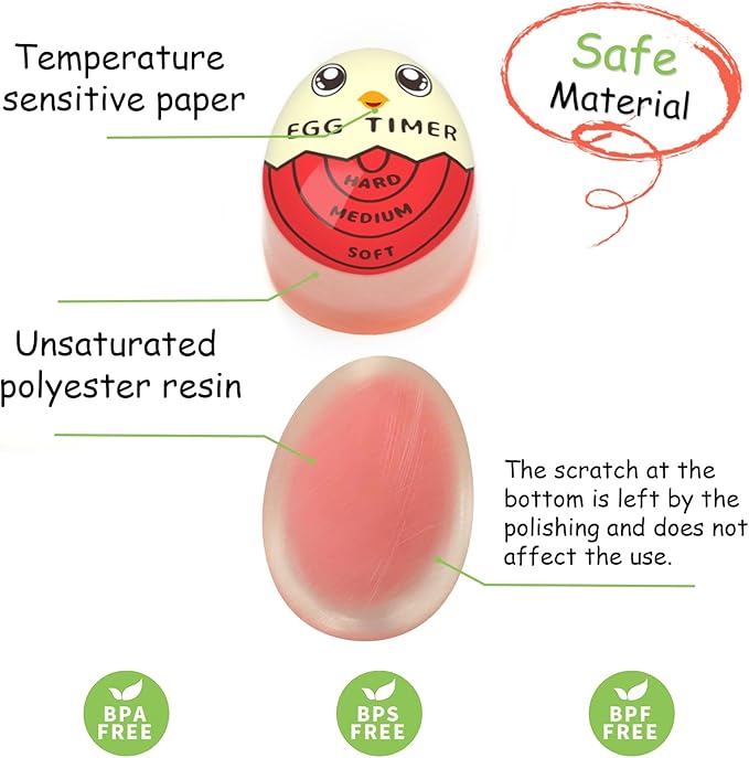 Lasubst Egg Timer that Goes in Water for Soft Medium Hard Boiled Eggs, 1 Red 1 Tricolor