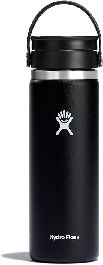 Hydro Flask Wide Mouth Bottle with Flex Sip Lid - Insulated Water Bottle Travel Cup Coffee Mug Black 20 oz