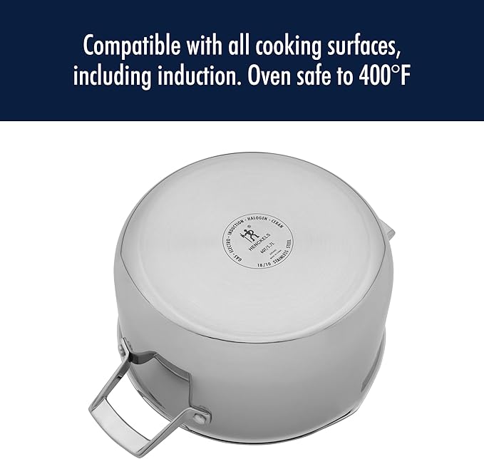 HENCKELS Clad H3 6-qt Dutch Oven, Induction Pot, Stainless Steel, Durable and Easy to clean