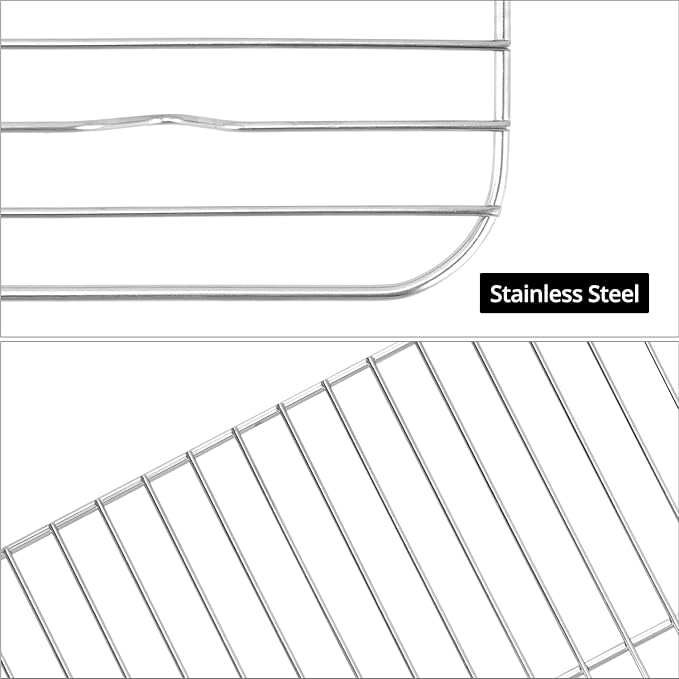 QWORK 304 Stainless Steel Baking Rack for Cooking, 2 Pack 17" x 12" Chef Cooling Rack, Grid Wire Cookie Cooling Racks