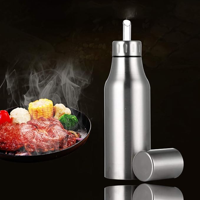 Stainless Steel Oil Dispenser Bottle - Leak-Proof Olive Oil Decanter for Kitchen(17Oz)