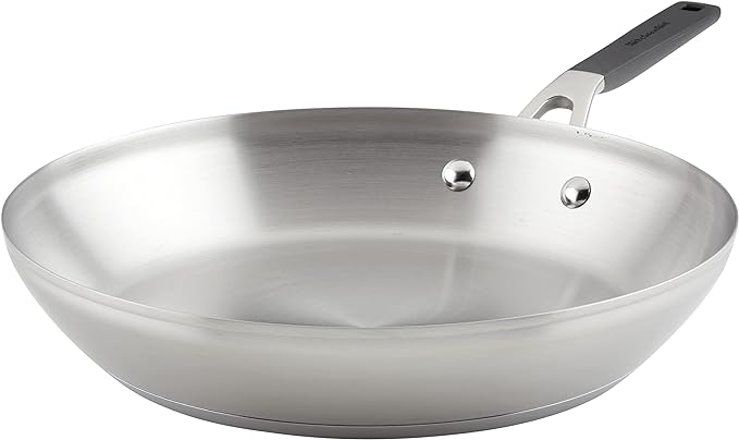 KitchenAid 71025 Stainless Steel Frying Pan/Skillet, 12 Inch - Brushed Stainless Steel