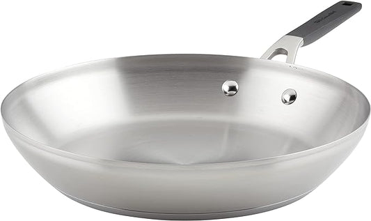 KitchenAid 71025 Stainless Steel Frying Pan/Skillet, 12 Inch - Brushed Stainless Steel