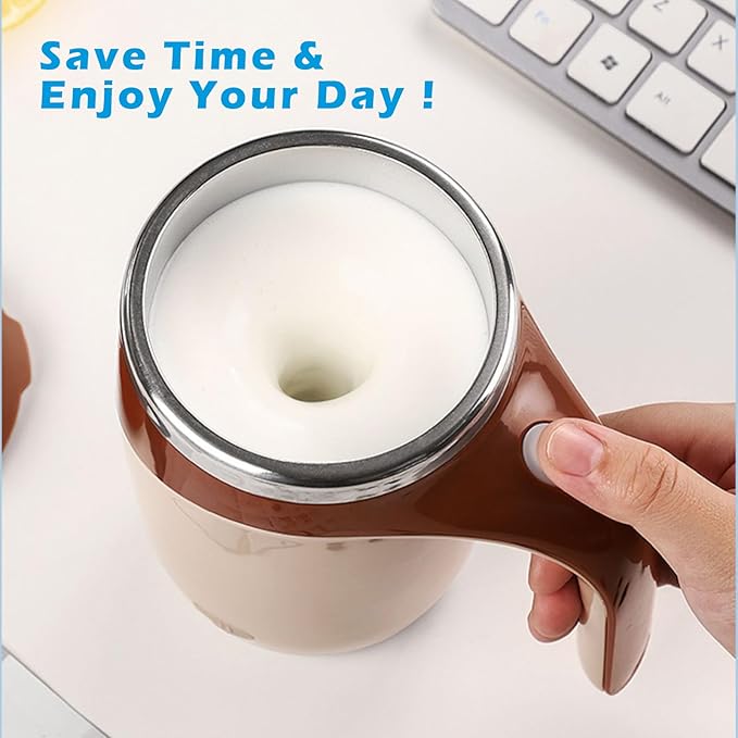 Self Stirring Mug - Rechargeable Automatic Magnetic Electric Coffee Mug, Rotating Cute Mixing Cup Tasse, To Stir Office/Kitchen/Travel/Home Coffee/Tea/Hot Chocolate/Milk-450 ml/15.2 oz(Black)