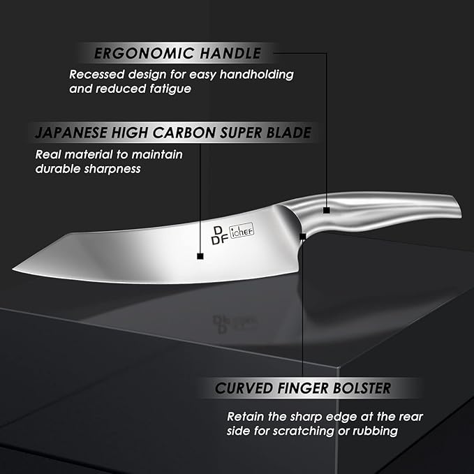 DDF iohEF Kitchen Knife Set with Block, 16 PCS Knife Sets for Kitchen with Block Japanese Stainless Steel, Ultra Sharp Chef Knife Set with Sharpener