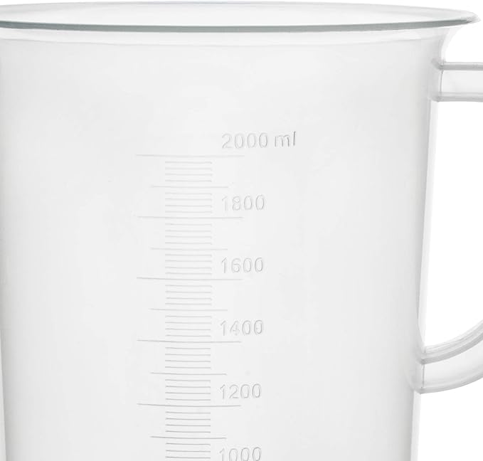 EISCO Plastic Pitcher, 2000mL (2L) - Molded Graduations - Chemical Resistant & Autoclavable Polypropylene - Measuring Jug