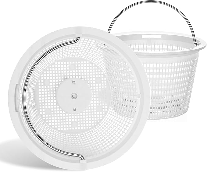 2 Pack Weighted Pool Skimmer Basket for Inground Pools, Heavy Duty with 316 Stainless Steel Handle, Replacement Basket for Hayward SP1070/SP1070E Pool Basket and Pentair U-3 Skimmer Basket