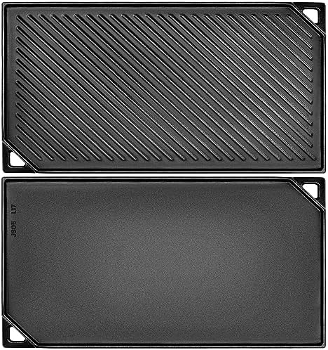 GGC Reversible Cast Iron Griddle, 16.5" x 9.5" Rectangular Griddle Pan