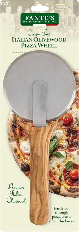 Fantes Italian Olivewood Pizza Wheel, Stainless Steel and Italian Olivewood, The Italian Market Original since 1906