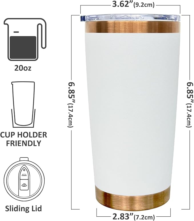 20 oz Tumbler Bulk 12 Pack Stainless Steel Tumbler with Lid and Straw, Double Wall Vacuum Insulated Travel Coffee Mug for Laser Engrave, Powder Coated Cup for Hot and Cold Drinks (White,12 pack)