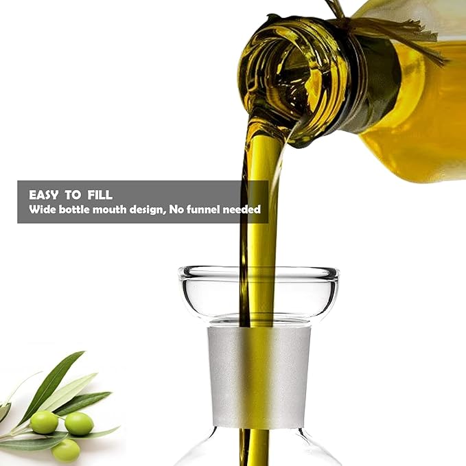 HAIZEEN 18 oz / 540 ml Glass All-Purpose Cruet, Glass Oil Decanter and Cruet (Spherical-18 oz)