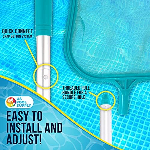 U.S. Pool Supply Swimming Pool 5 Foot Total Length Leaf Skimmer Net with