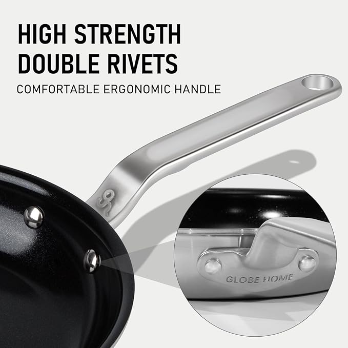 5 Ply Ceramic Non Stick Frying Pans - 8 Inch Stainless Clad Nonstick Skillet, Professional Cookware for Induction, All Stoves and Oven