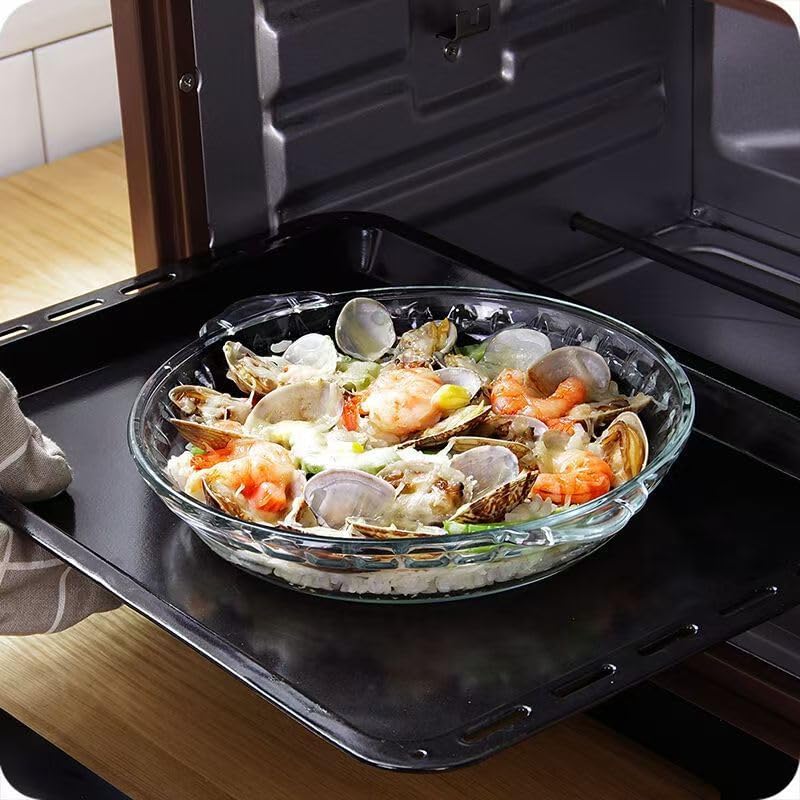 10" Glass Pie Plates - 2 Pack Deep Pie Pan for Baking, Glass Baking Dish Set with Handles for Baking and Serving, Non-stick & Dishwasher Safe
