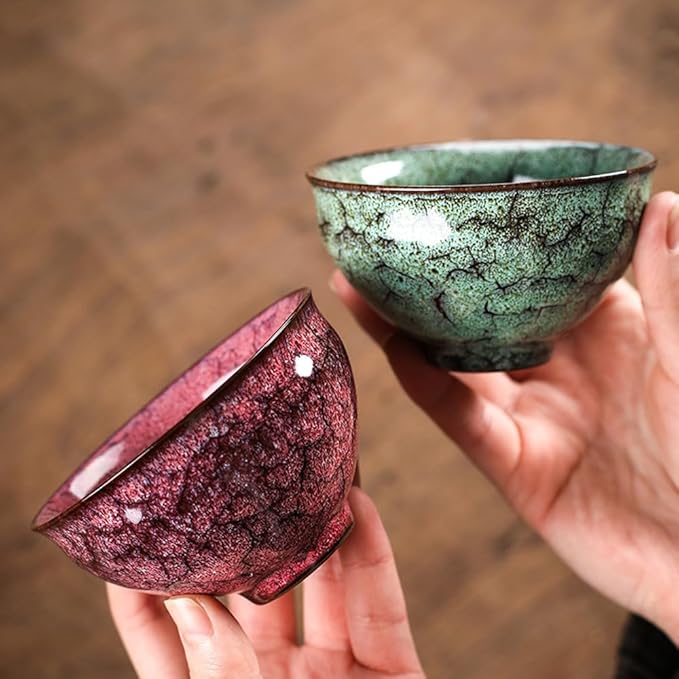 5Pcs Ceramic Tea Cup Set, 4oz Chinese Tea Cups with Designed Gift Box - 5 Stylish Colors
