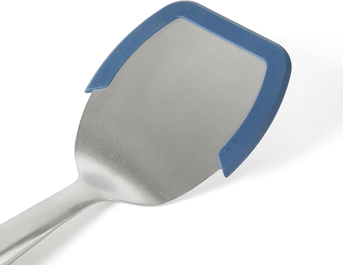 Calphalon Prime Stainless Steel Turner W/Navy Blue Silicone Rim