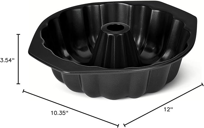 Amazon Basics Nonstick Bundt Pan, Dishwasher and Oven-Safe, 10 inch, Black